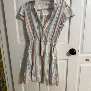 J. Crew Mercantile Striped Cotton Dress Size S Tie Waist Preppy Summer